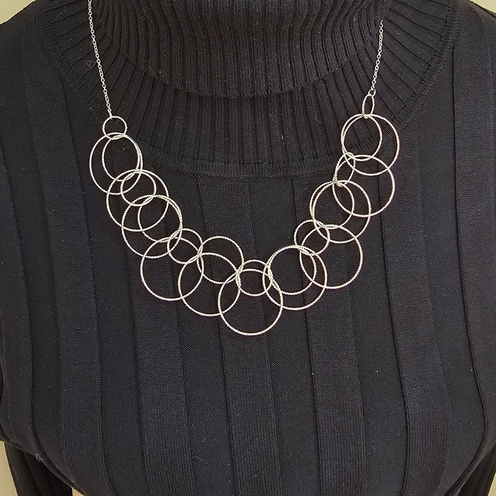 Silver Chain Necklace with Silver Linking Hoops 18" With 3" Extender